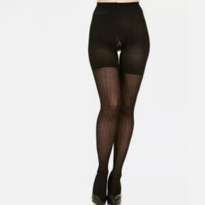 NWT Love Your Assets By Sara Blakely Black Wishbone Shaping Tights, Size 3 (L)